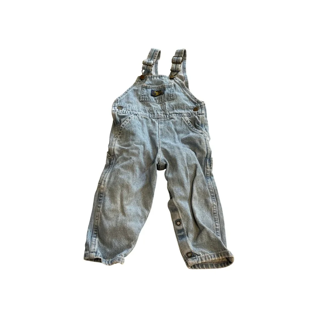 Vintage OshKosh Bgosh Kids Denim Overalls Light Wash 18M Vestbak Cotton